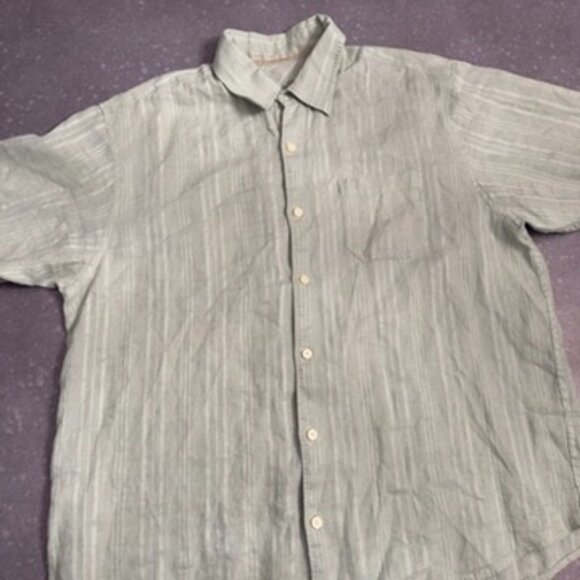 Tommy Bahama 100% Linen Green Short Sleeve Shirt – Size XL - Picture 3 of 13